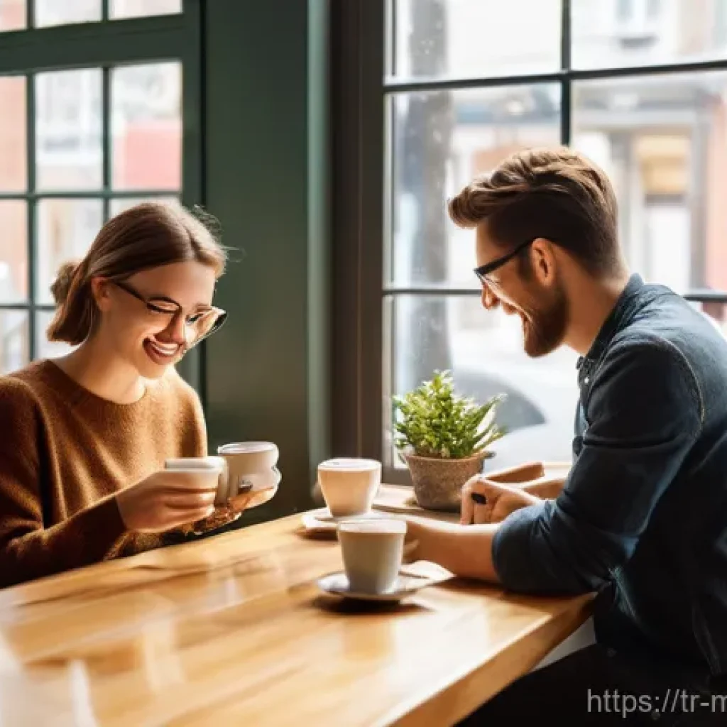 SEO와 콘텐츠 마케팅 통합 전략 - **Prompt:** A cozy, sun-drenched cafe interior with a warm, inviting atmosphere. A diverse group of ...