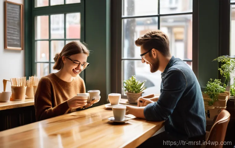 SEO와 콘텐츠 마케팅 통합 전략 - **Prompt:** A cozy, sun-drenched cafe interior with a warm, inviting atmosphere. A diverse group of ...