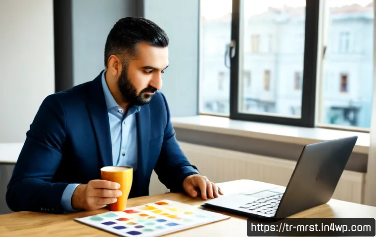 Home 17 경쟁업체 분석을 통한 콘텐츠 차별화 전략 - Photorealistic Turkish marketing strategist in a bright modern Istanbul office, comparing two unlabe...